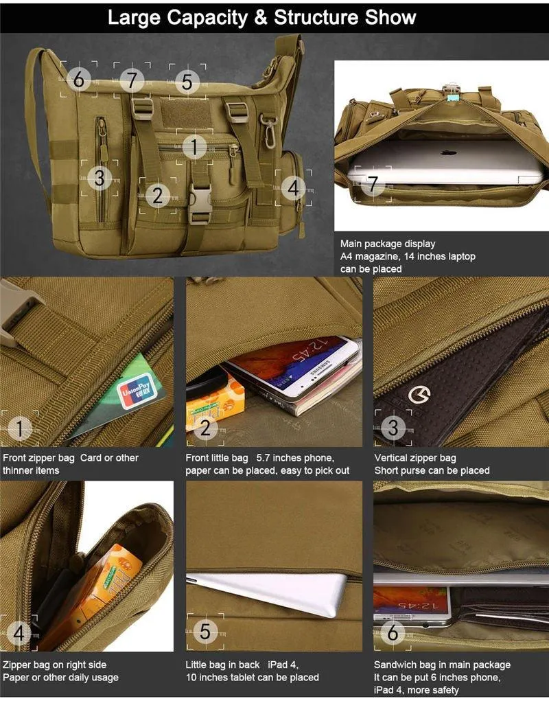 14 Inch Laptop Molle Messenger Bag