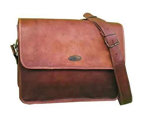16 Inch Brown Vintage Leather Laptop Messenger Bag for Mens Leather Computer Shoulder Briefcase Bags briefcases for Men 's and Women's