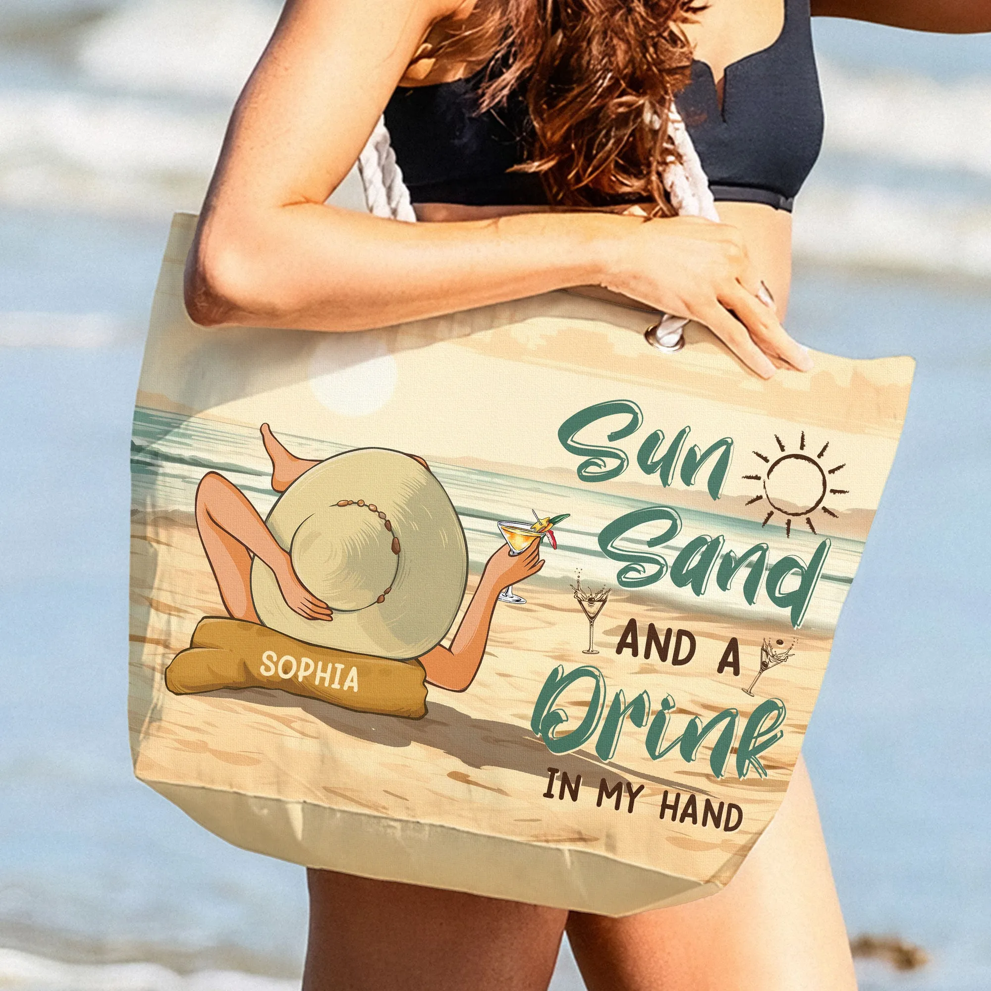A Drink In My Hand - Personalized Beach Bag