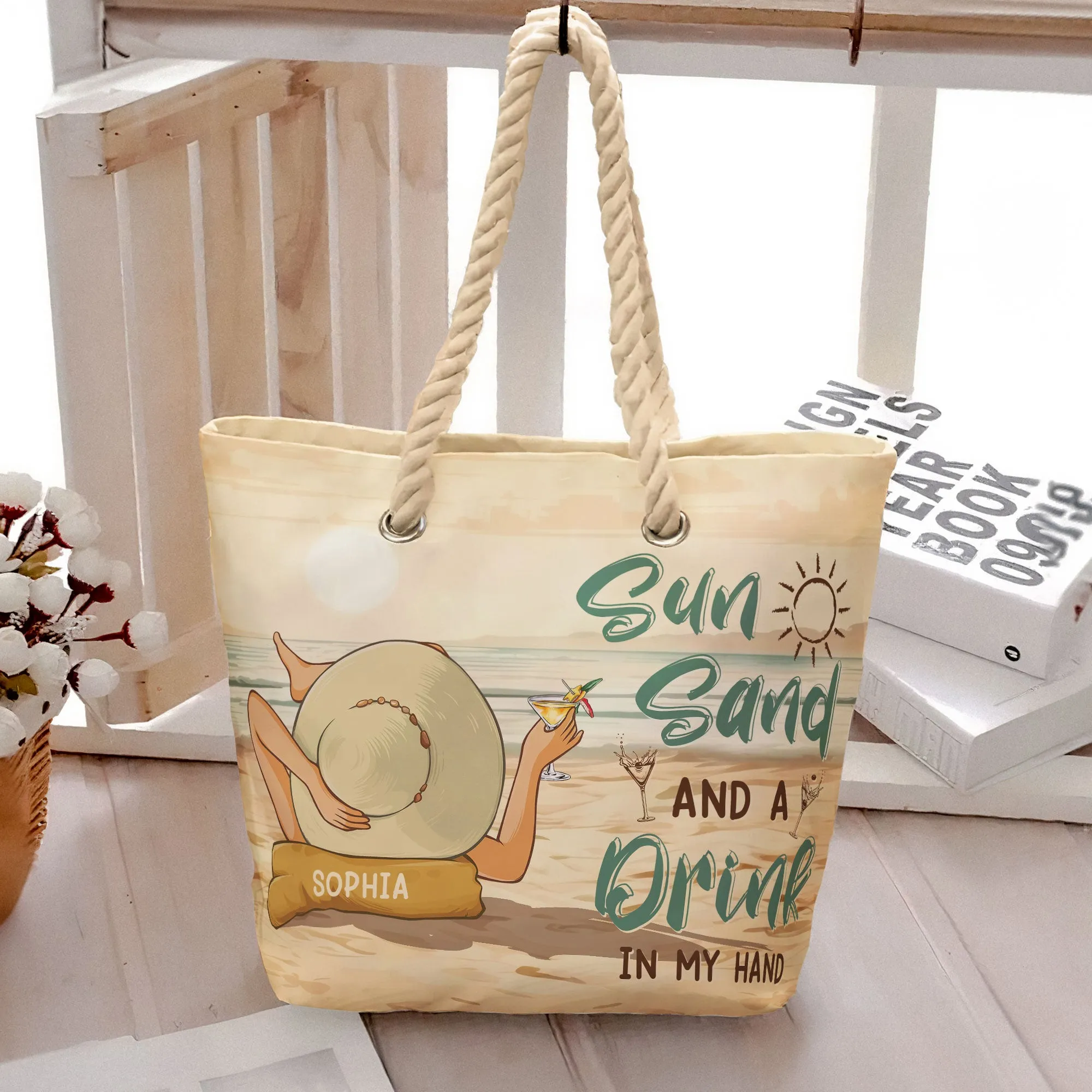 A Drink In My Hand - Personalized Beach Bag