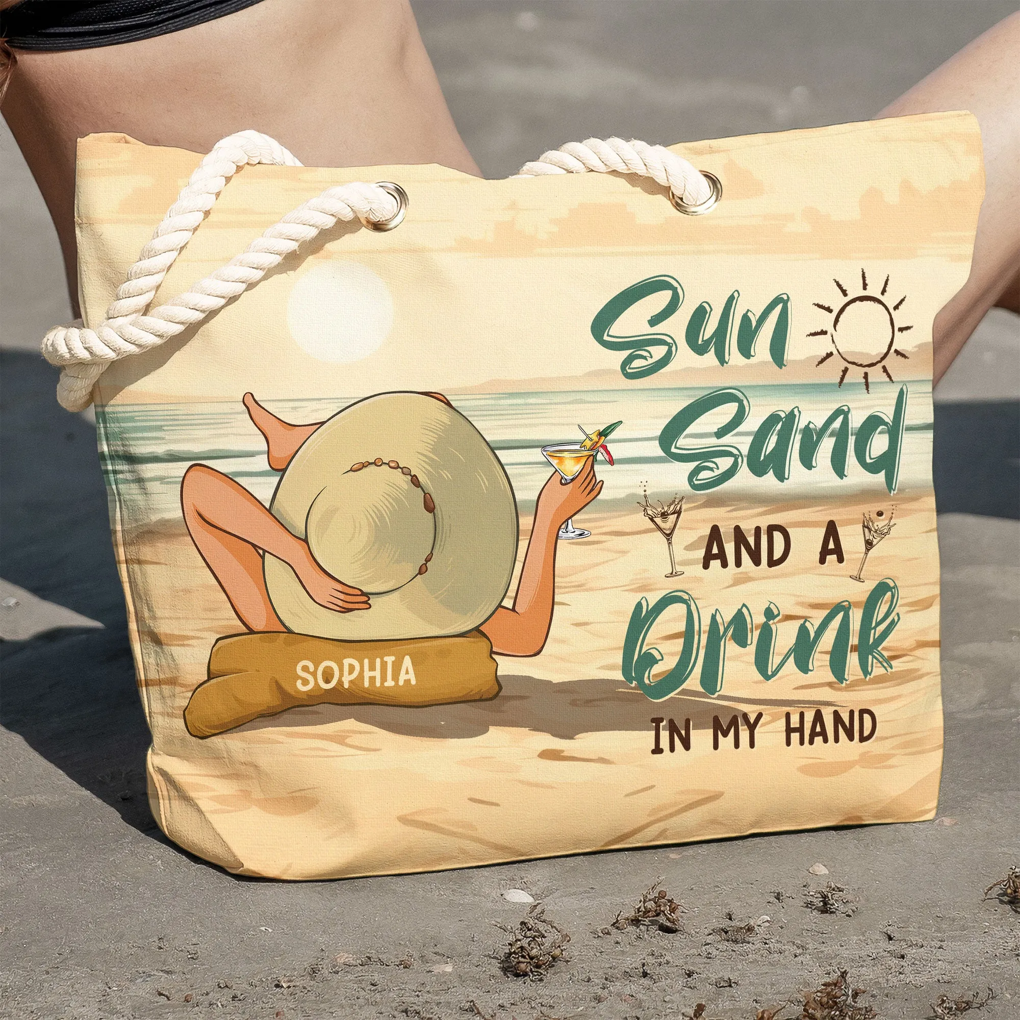 A Drink In My Hand - Personalized Beach Bag