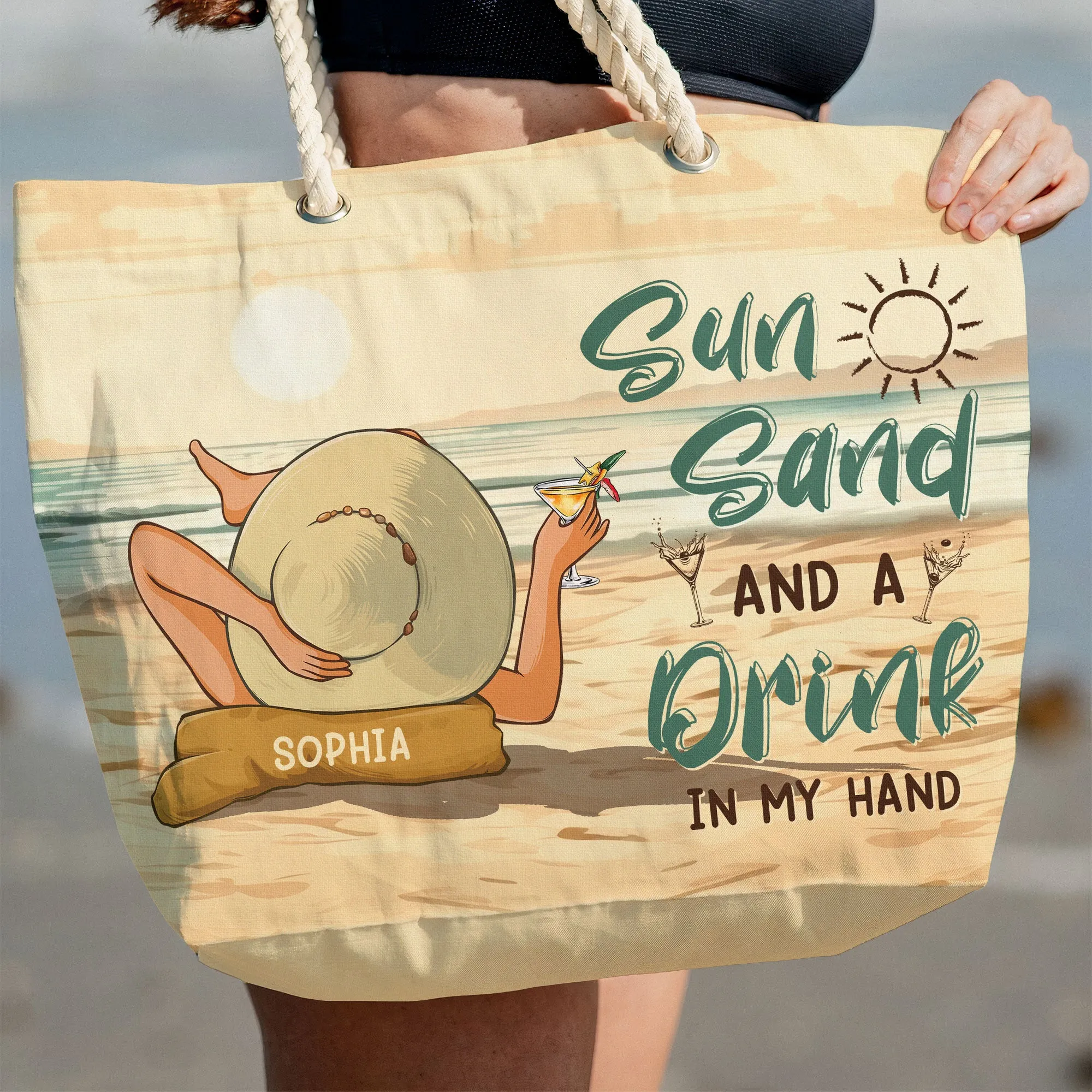 A Drink In My Hand - Personalized Beach Bag