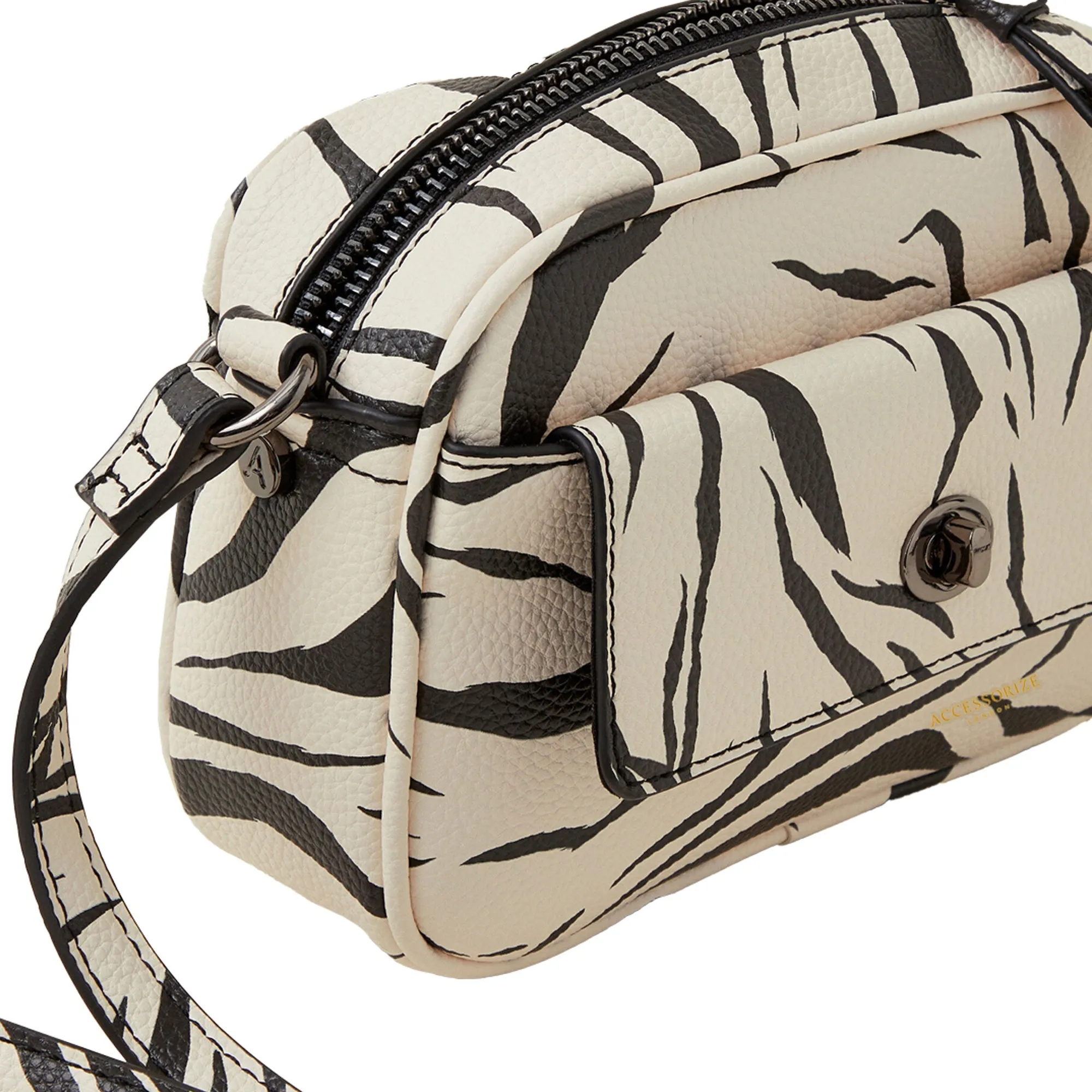 Accessorize London Women's White Animal Print Cross-Body Bag