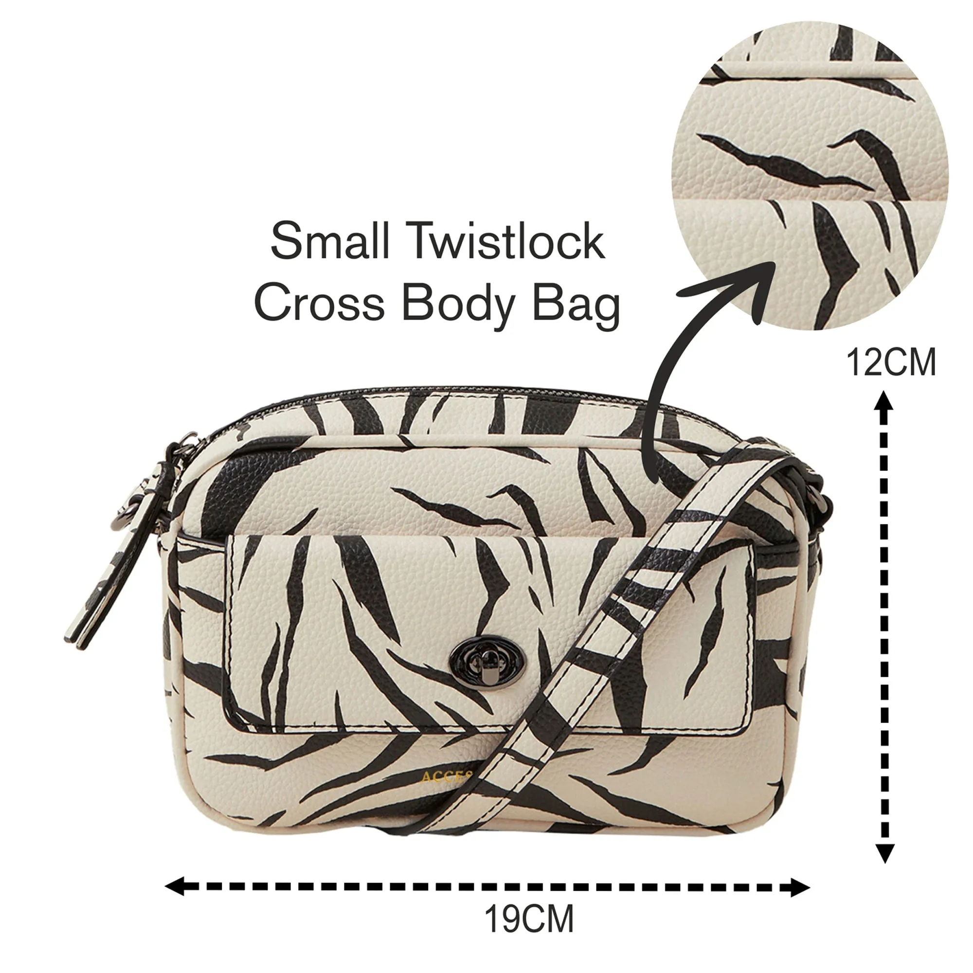 Accessorize London Women's White Animal Print Cross-Body Bag