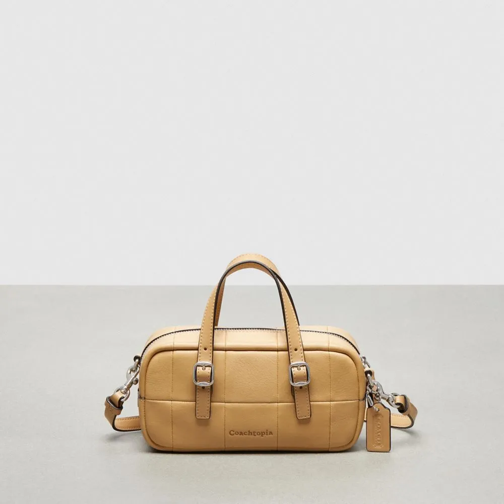 Alter/Ego Mini Satchel Bag In Checkerboard Upcrafted Leather With Crossbody Strap