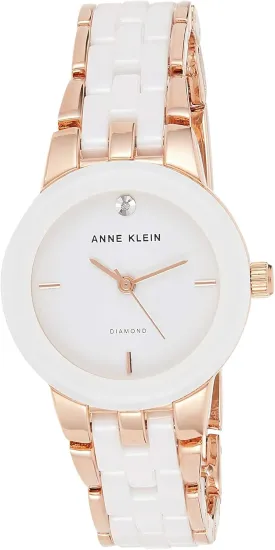 Anne Klein Women's Genuine Diamond Dial Ceramic Bracelet Watch