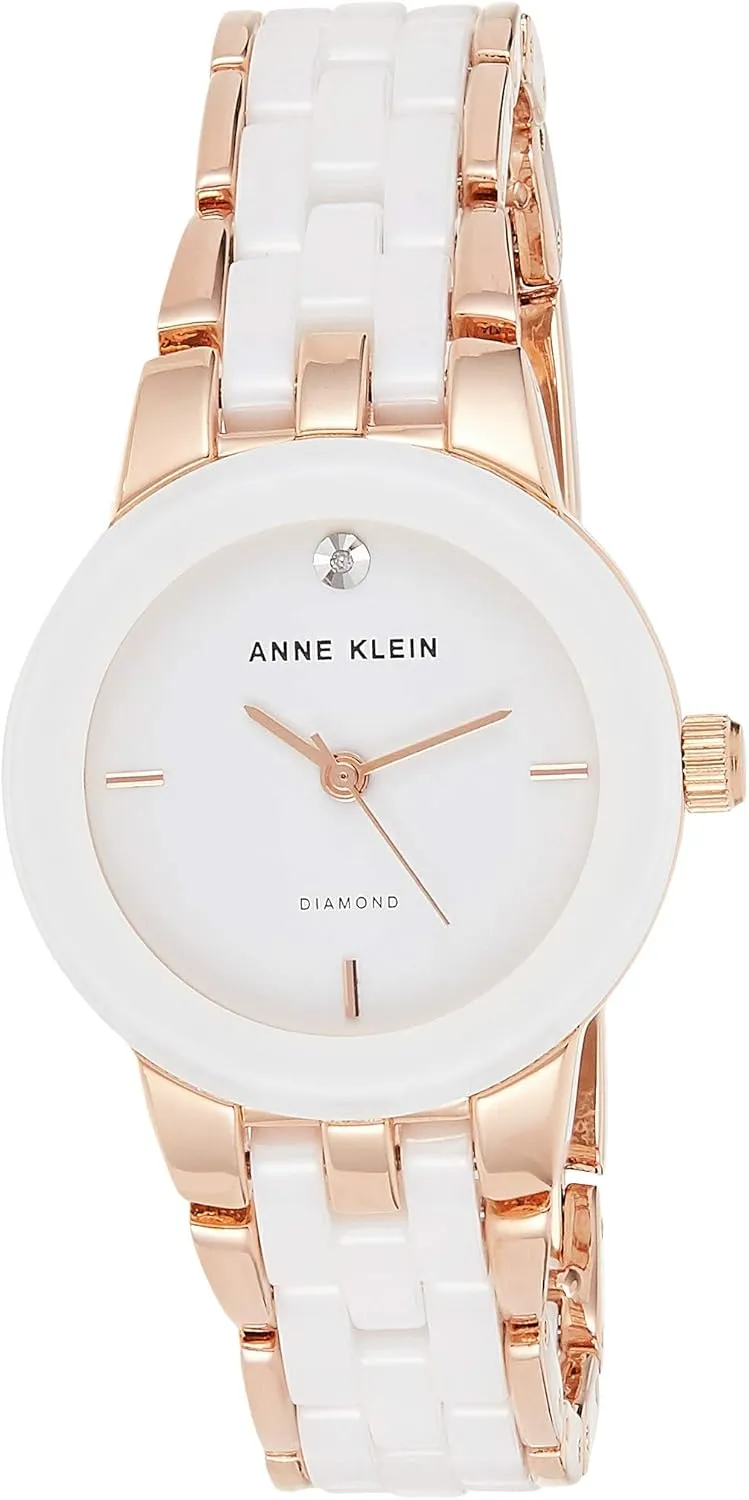 Anne Klein Women's Genuine Diamond Dial Ceramic Bracelet Watch