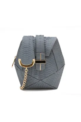 ATOMIC MINI BOX BAG IN GREY MATTE SNAKESKIN