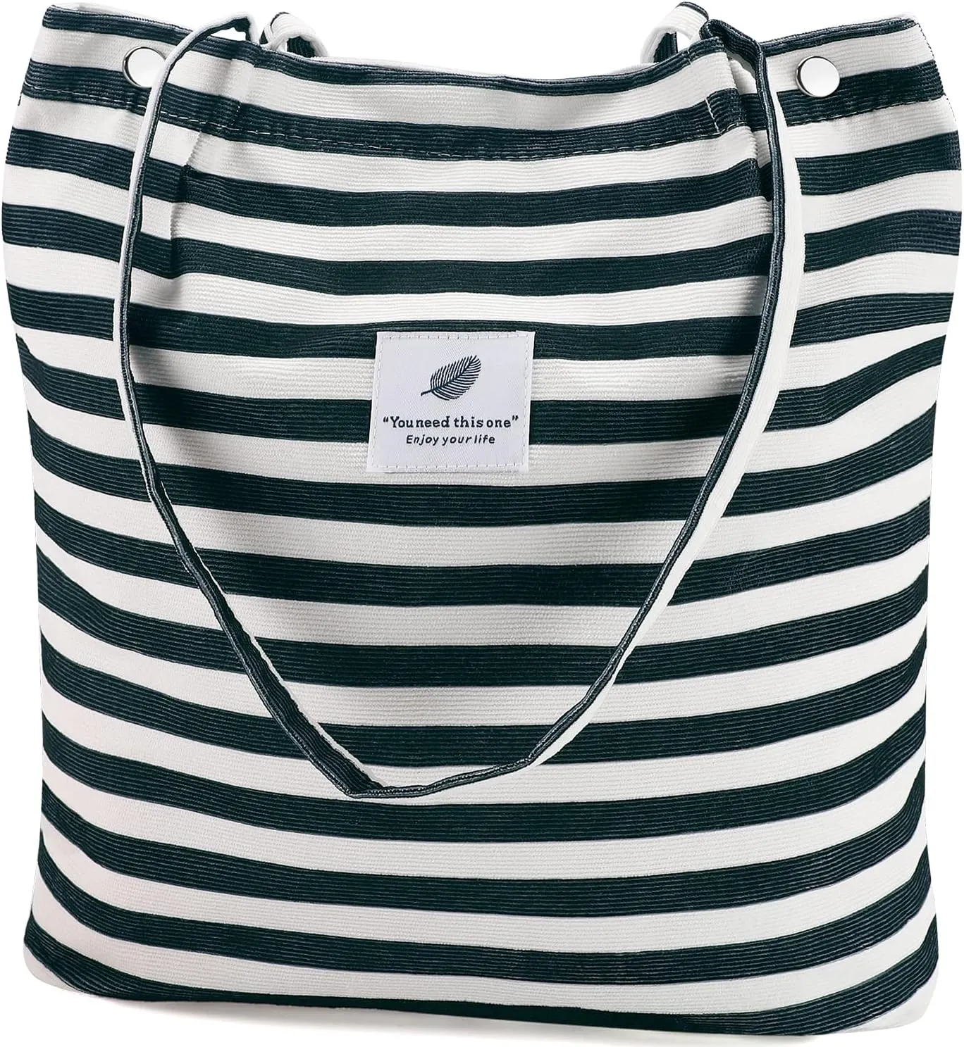 Ayieyill Corduroy Tote Bag for Women Canvas Shoulder Cord Purse with Inner Pocket