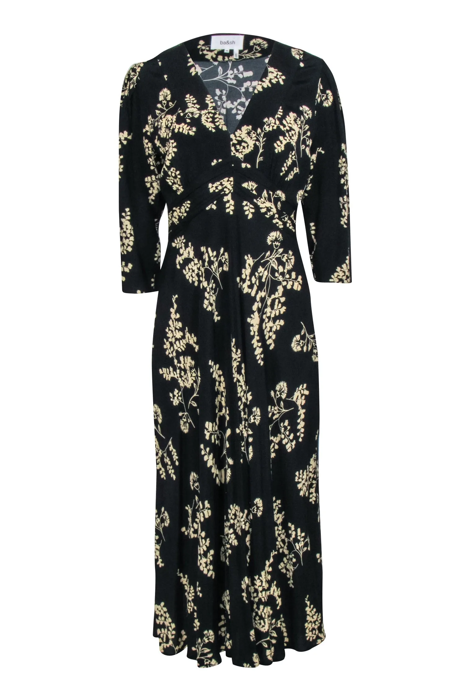 Ba&sh - Black & Ivory Floral Maxi Dress Sz M
