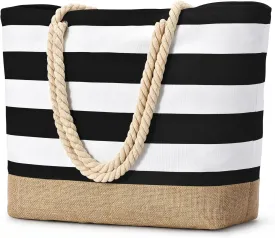 Becokan Beach Bags for Women Large Canvas Beach Tote Bag Beach Bags Waterproof Sandproof Swim Pool Bag Travel Essentials