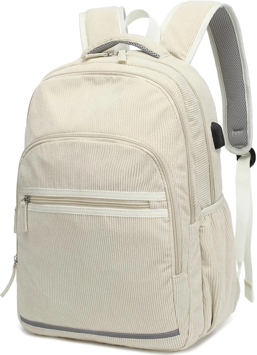 Bluboon Backpack for Women 15.6 Inch Laptop Bookbag College School Backpack Girls Schoolbag Compartment Daypack for Business Travel with USB Charging Port(Corduroy Beige
