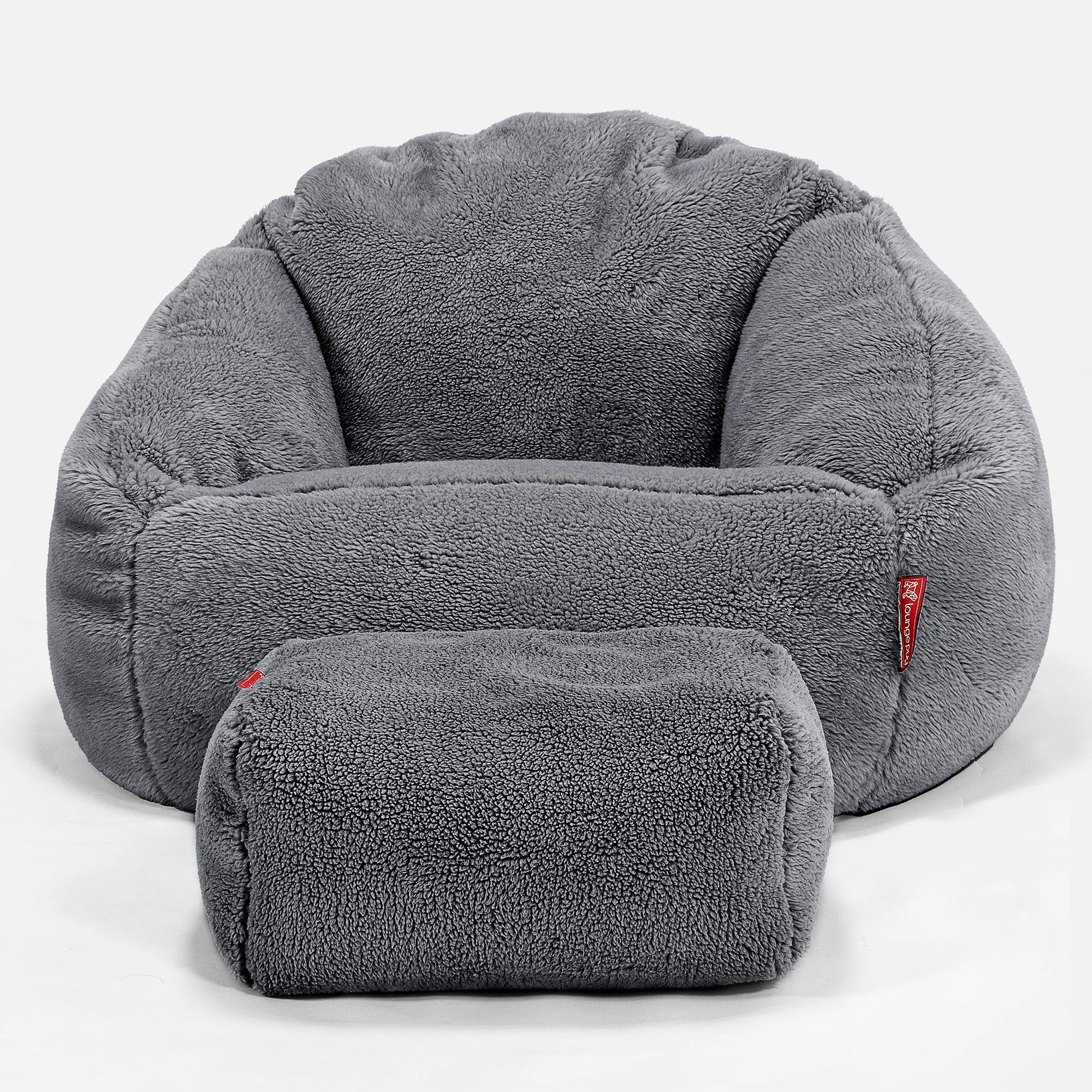 Bubble Bean Bag Chair - Teddy Faux Fur Dark Grey