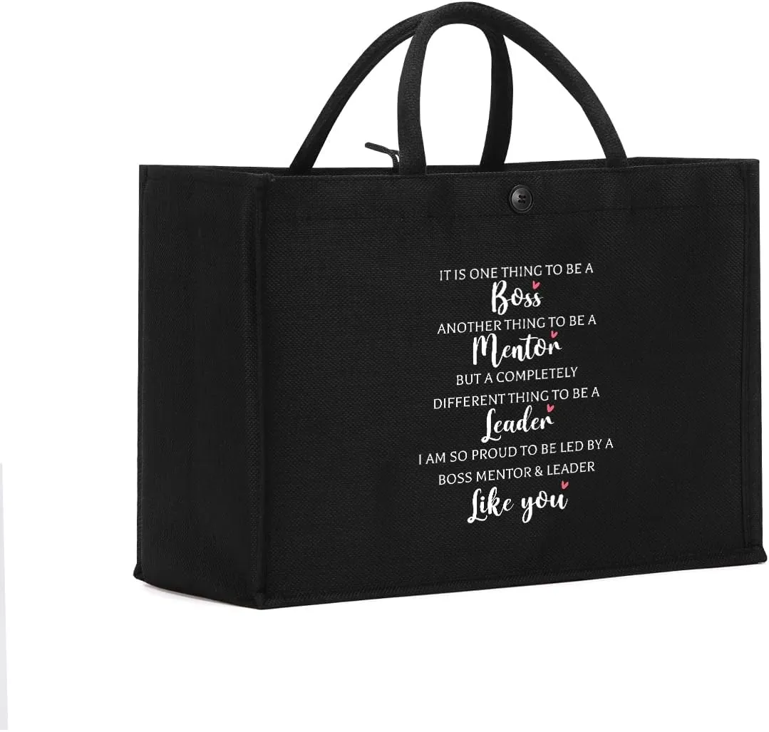 Canvas Tote Bag, Christmas Mothers Day Birthday Gifts for Female Woman Black