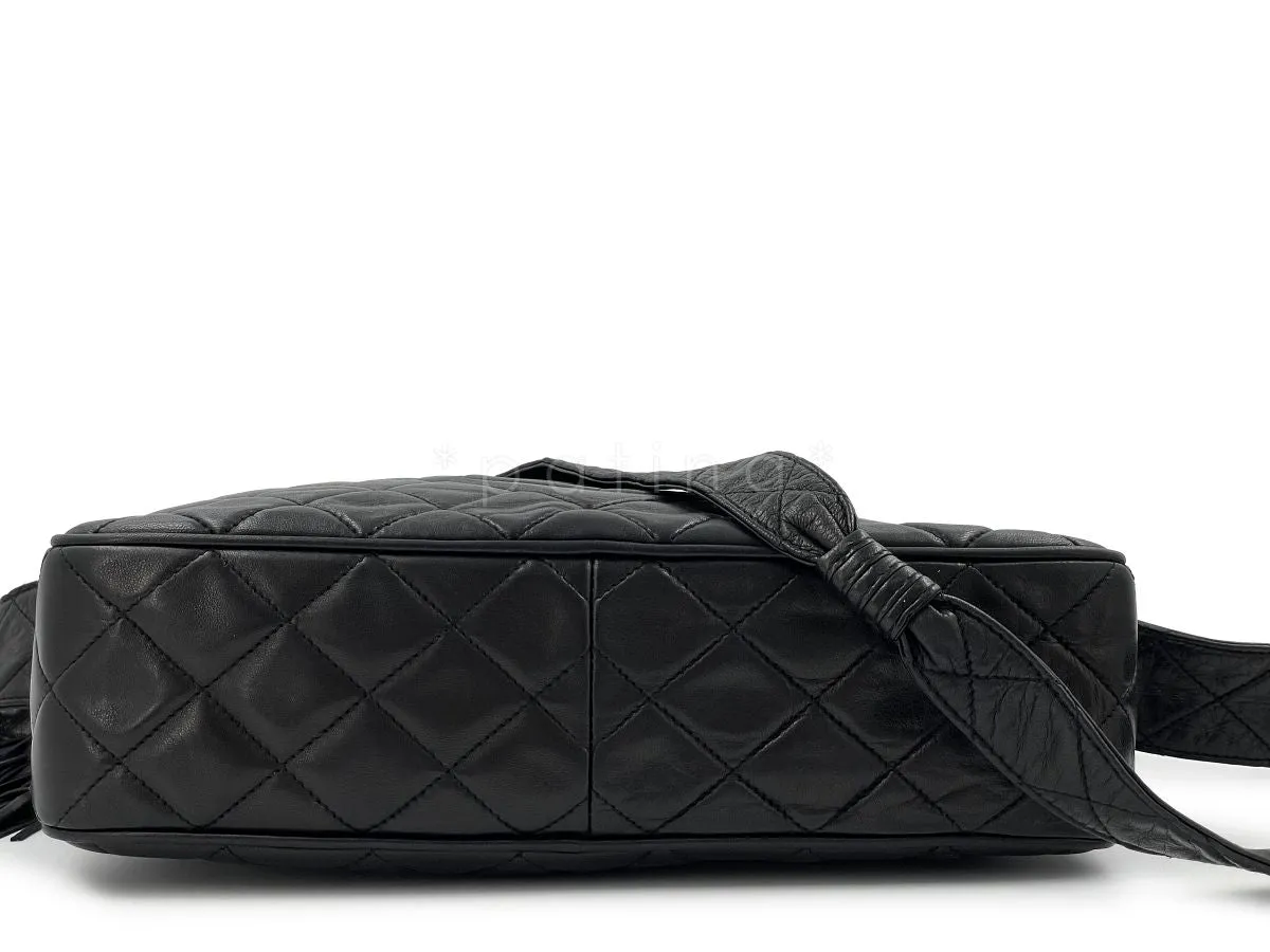 Chanel 1992 Vintage Black Large Camera Case Messenger Bag 24k Lambskin