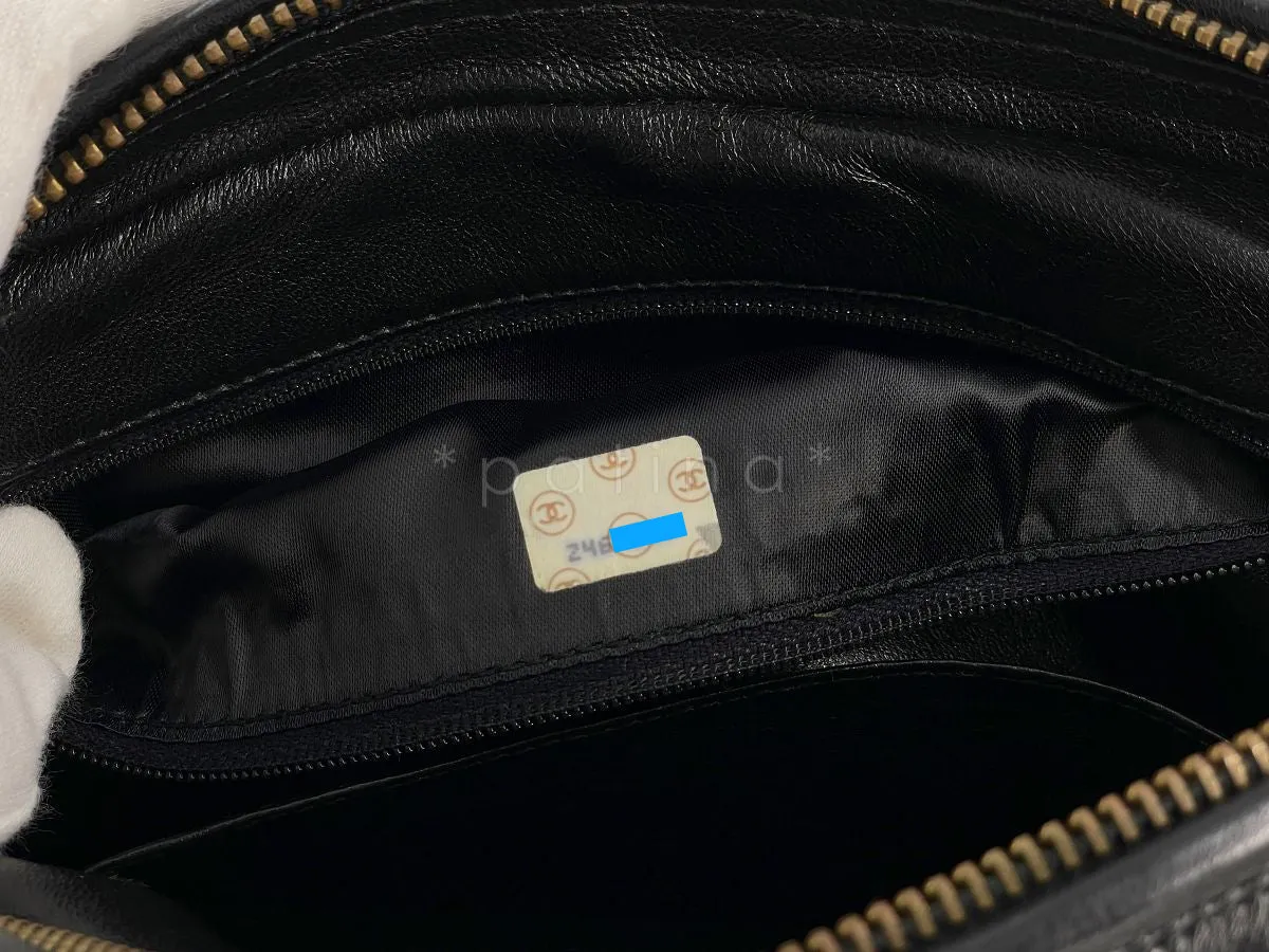 Chanel 1992 Vintage Black Large Camera Case Messenger Bag 24k Lambskin