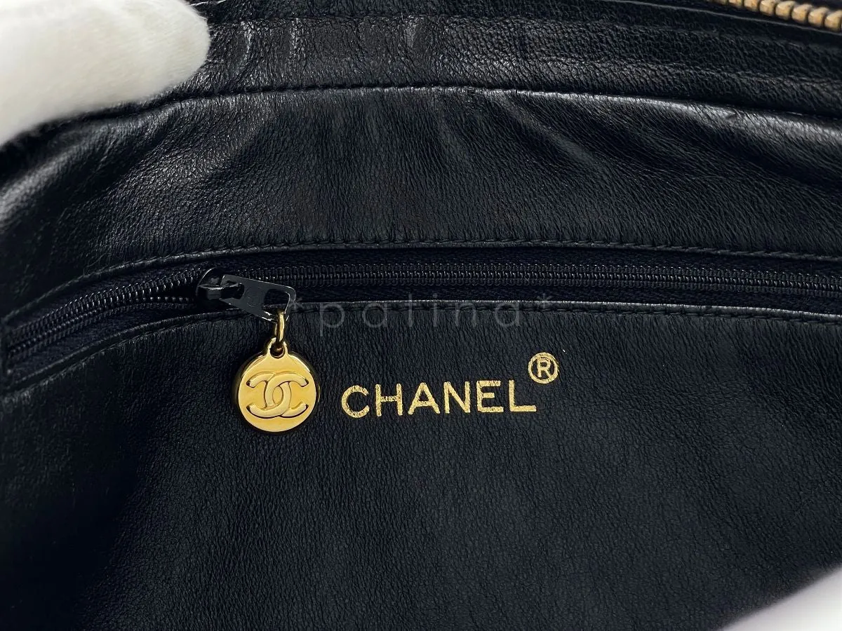 Chanel 1992 Vintage Black Large Camera Case Messenger Bag 24k Lambskin