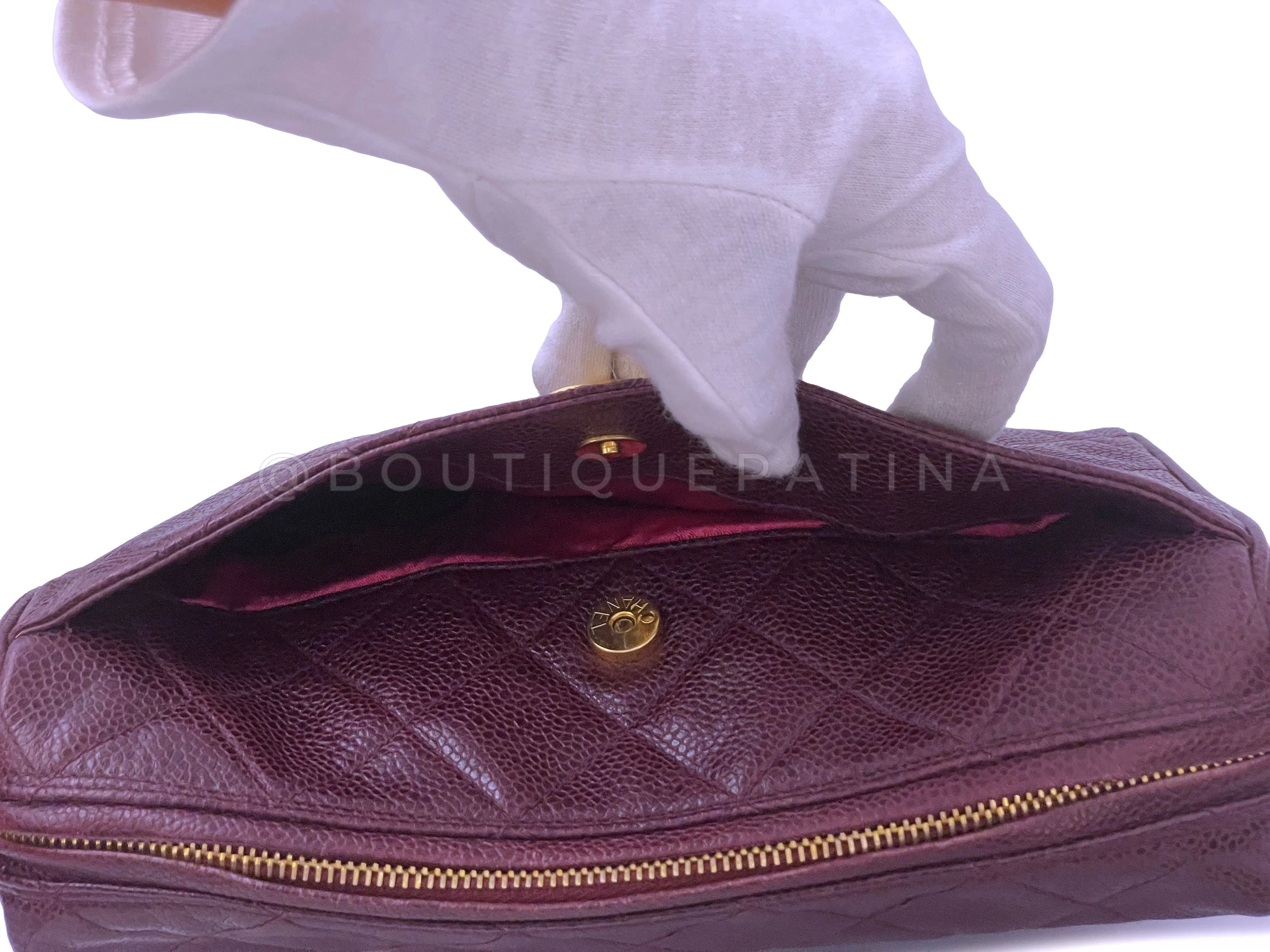 Chanel 1996 Vintage Classic Camera Case Messenger Bag Red Wine Burgundy