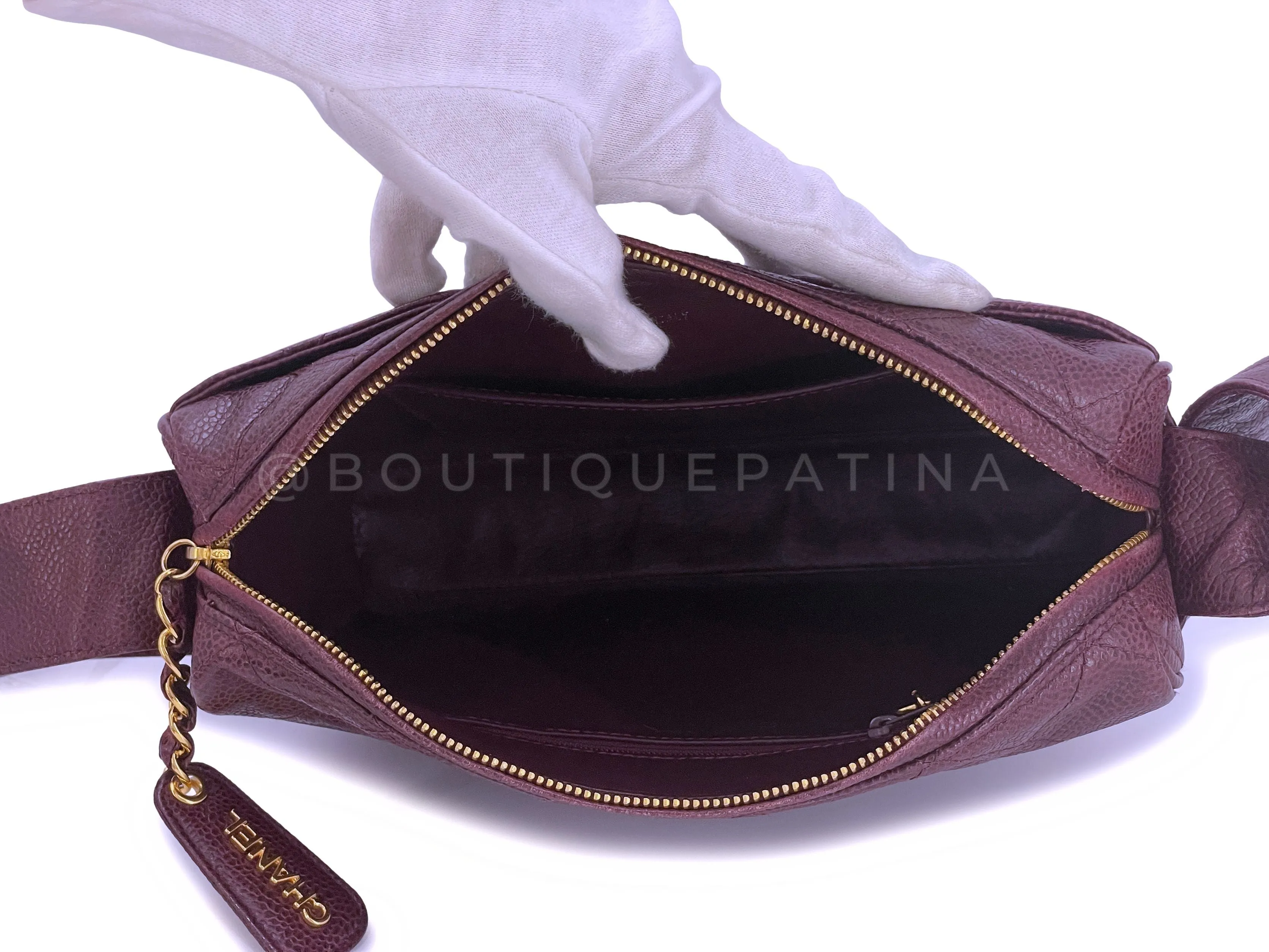 Chanel 1996 Vintage Classic Camera Case Messenger Bag Red Wine Burgundy