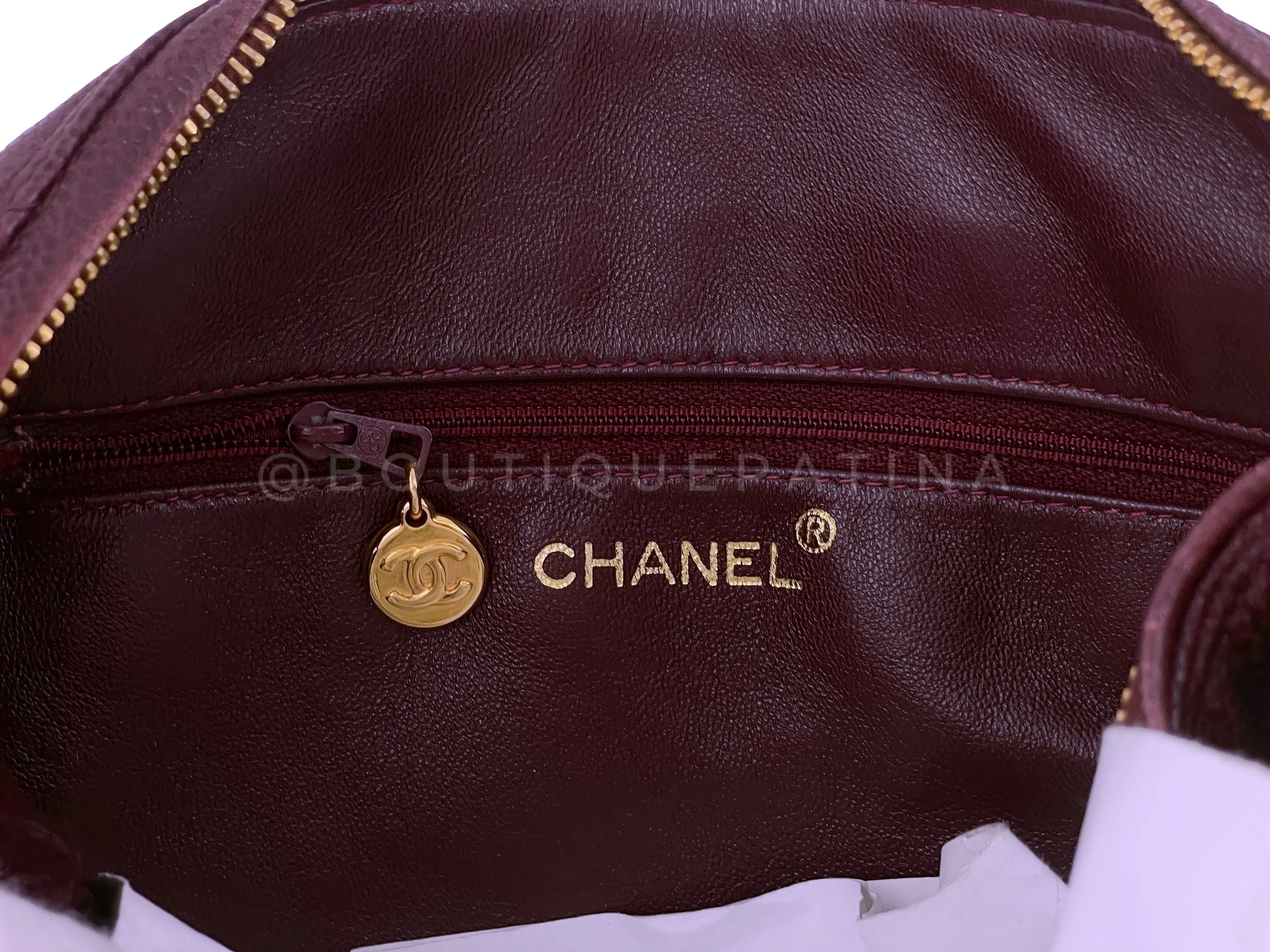 Chanel 1996 Vintage Classic Camera Case Messenger Bag Red Wine Burgundy