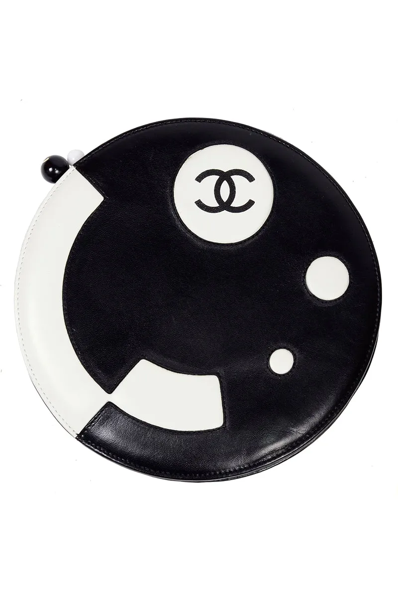 Chanel Black & White Circle Shoulder Bag or Round Clutch C. 2003/04