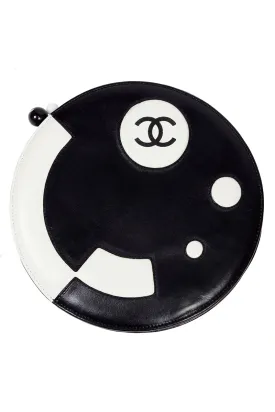 Chanel Black & White Circle Shoulder Bag or Round Clutch C. 2003/04