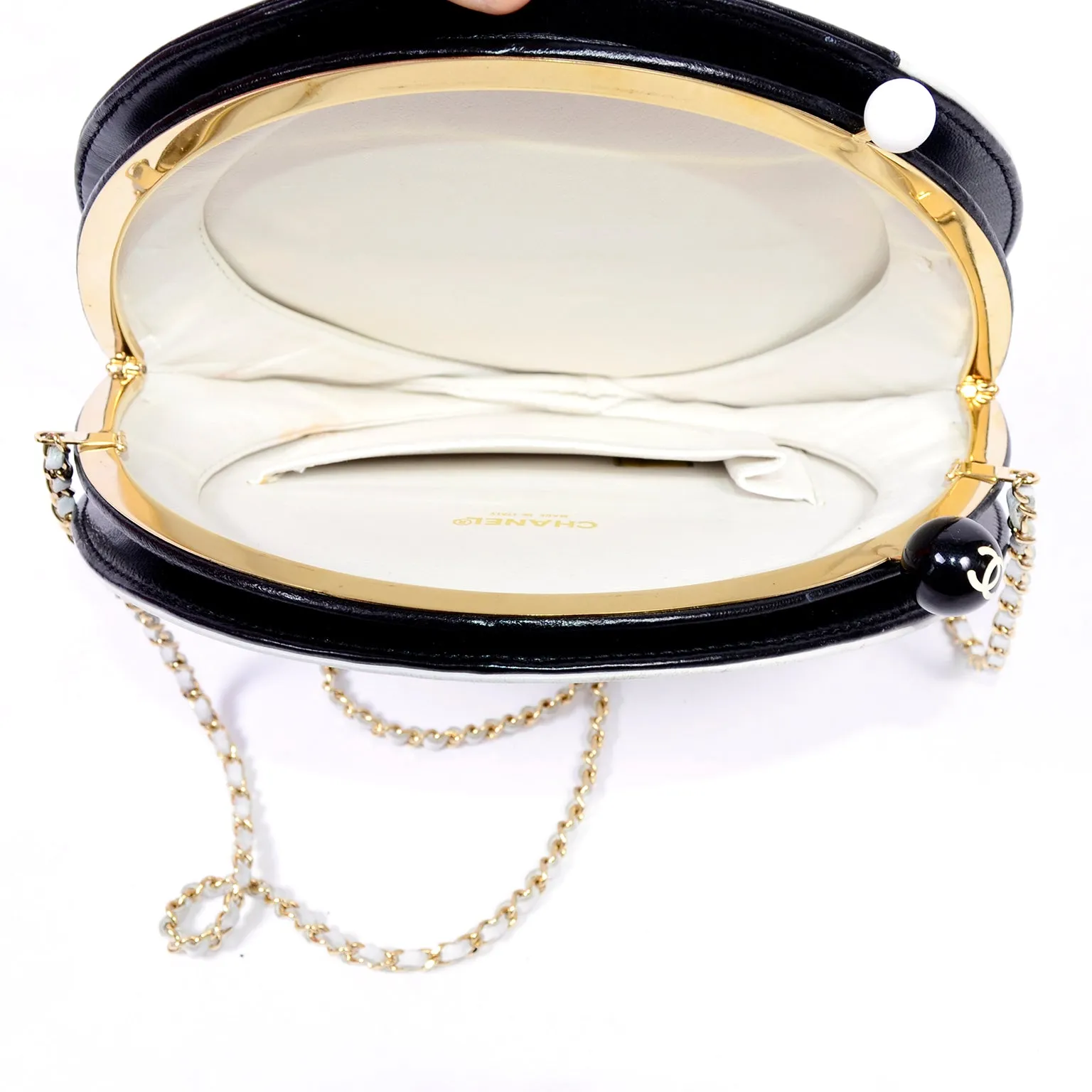 Chanel Black & White Circle Shoulder Bag or Round Clutch C. 2003/04