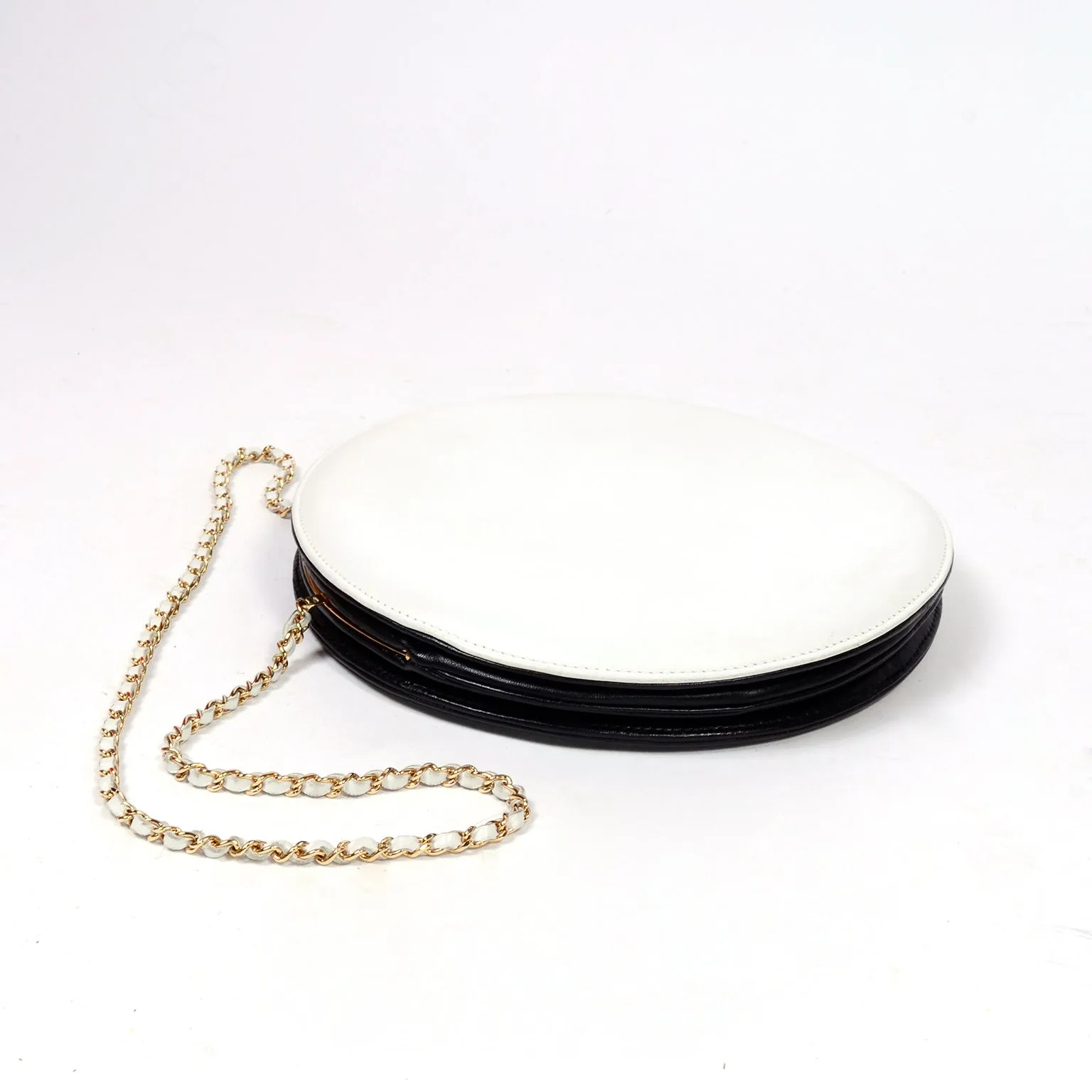 Chanel Black & White Circle Shoulder Bag or Round Clutch C. 2003/04
