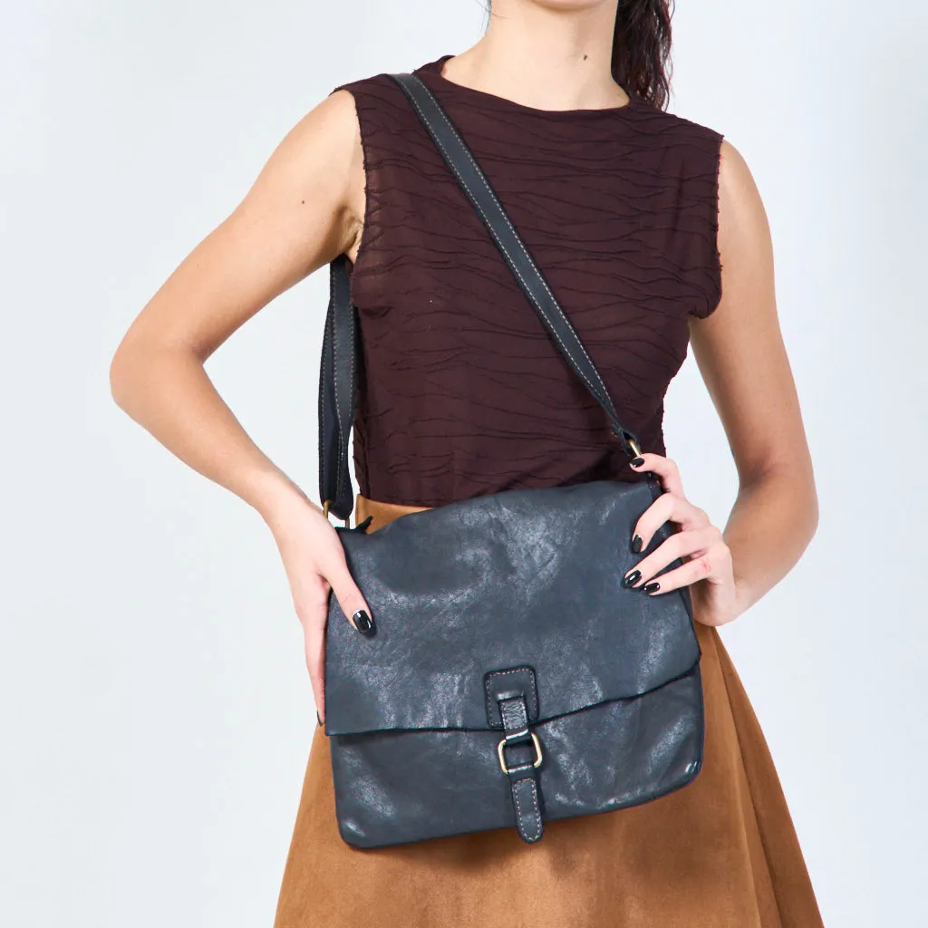 Classic flap leather messenger bag wholesale