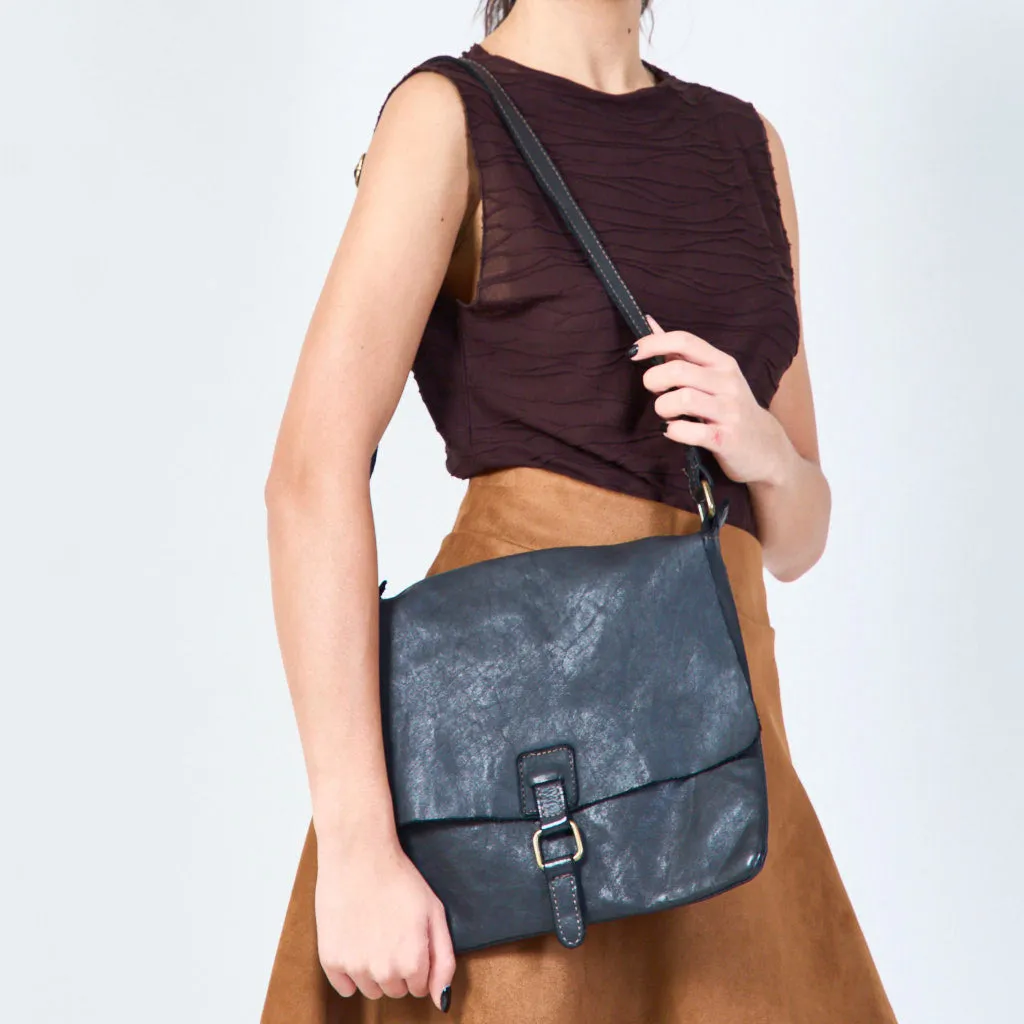 Classic flap leather messenger bag wholesale