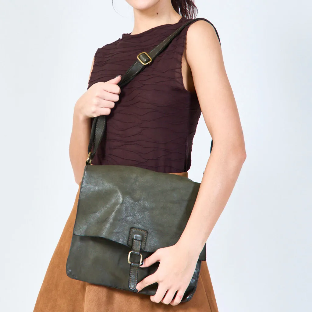 Classic flap leather messenger bag wholesale