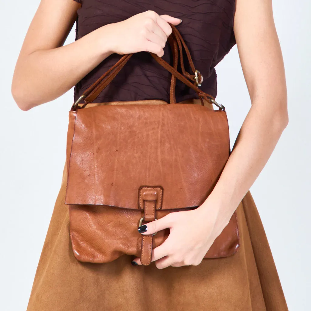 Classic flap leather messenger bag wholesale