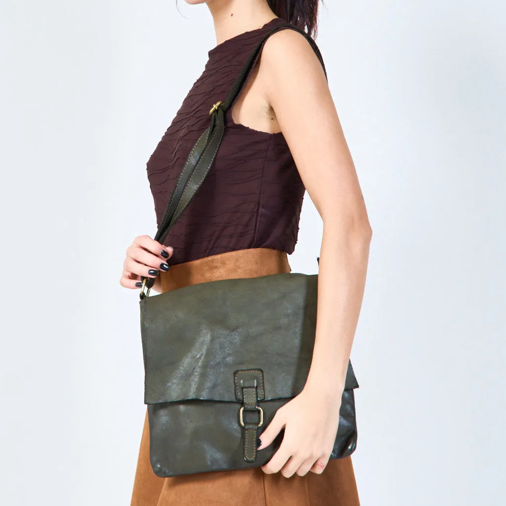 Classic flap leather messenger bag wholesale