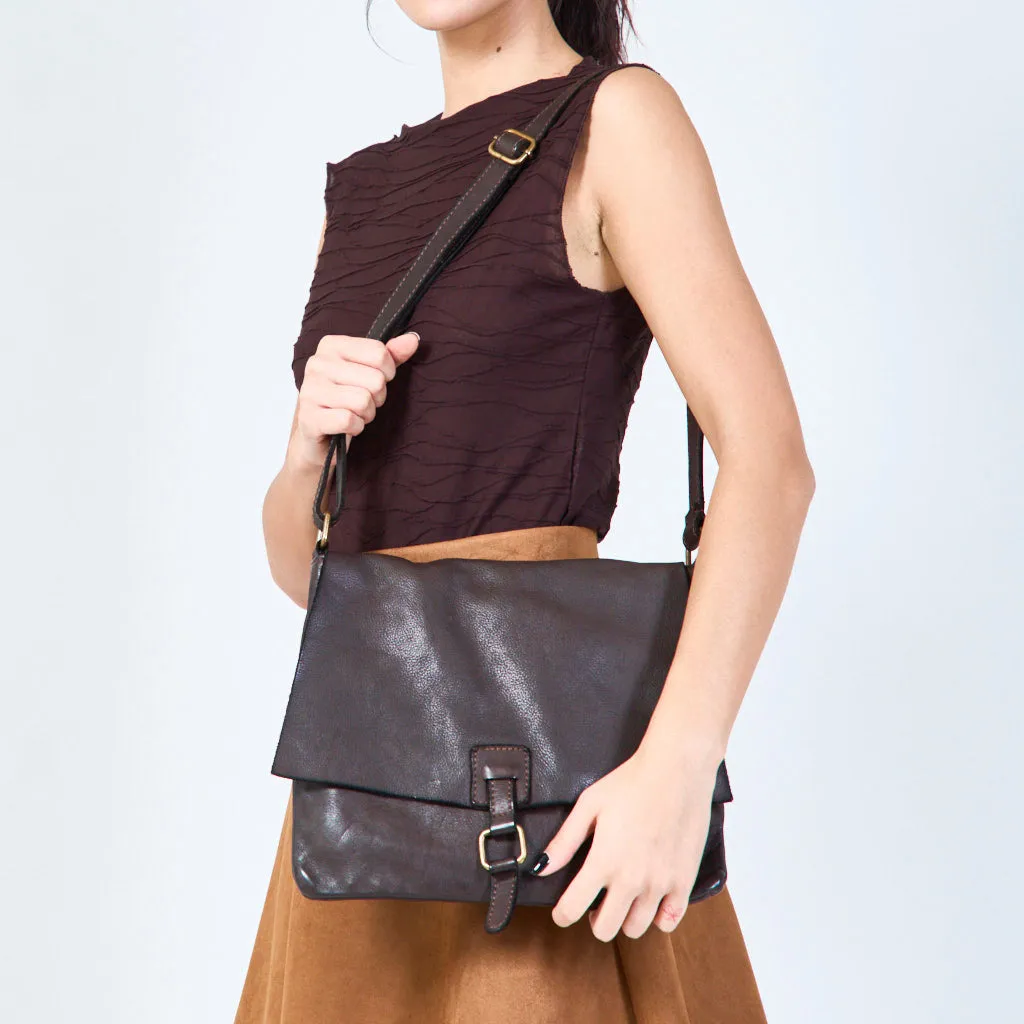 Classic flap leather messenger bag wholesale