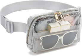 Clear Fanny Pack Stadium Approved for Women & Men Belt Bag Crossbody Waterproof with Adjustable Strap for Festival Sports Workout (Grey)
