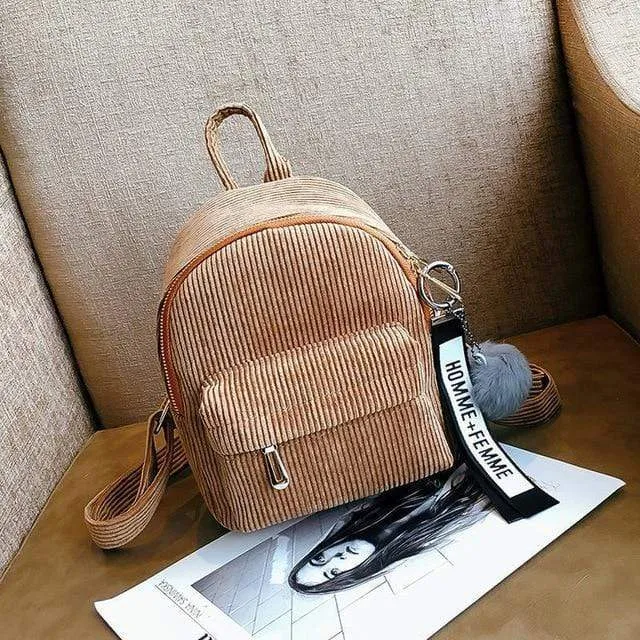 Corduroy Mini Backpack Purse
