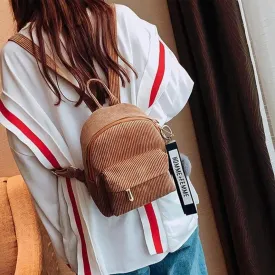 Corduroy Mini Backpack Purse