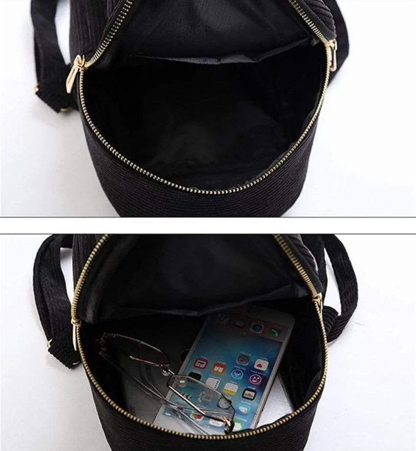 Corduroy Mini Backpack Purse