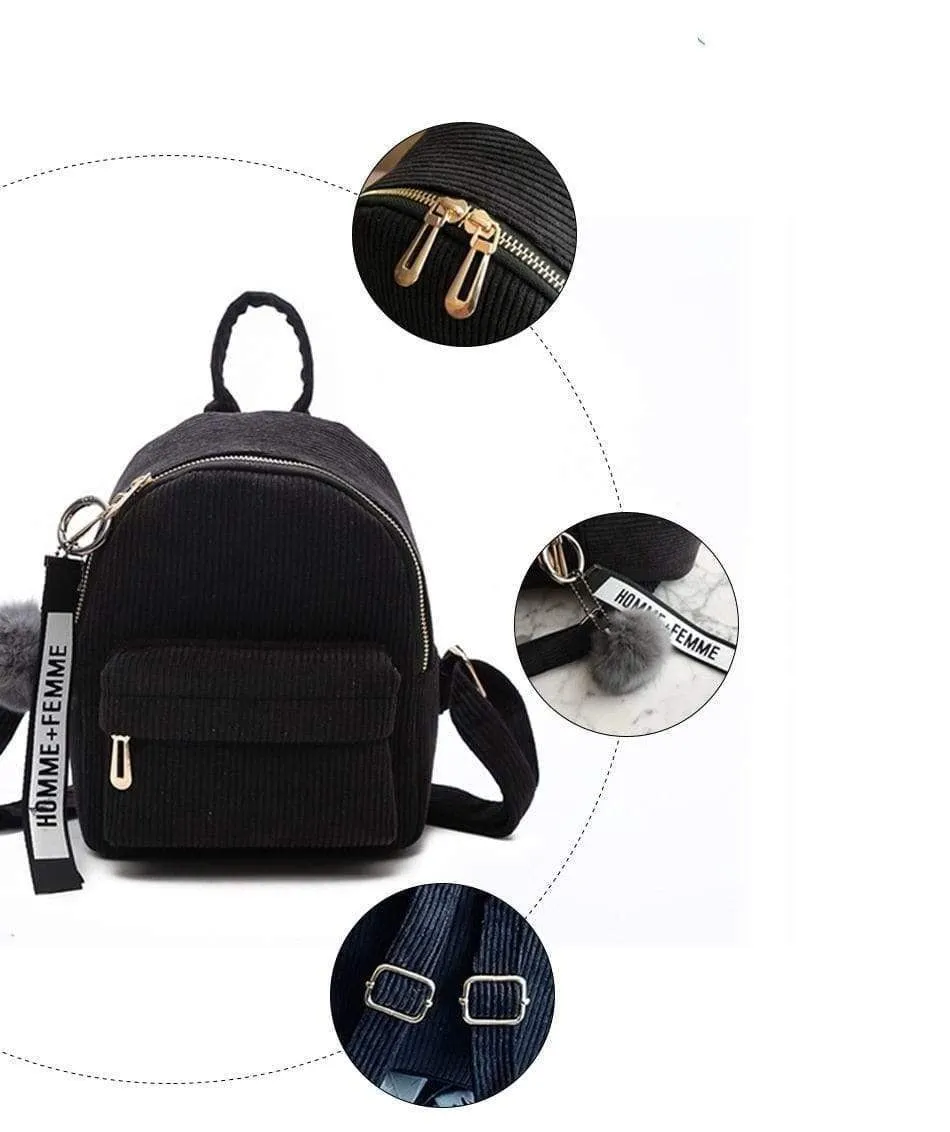 Corduroy Mini Backpack Purse