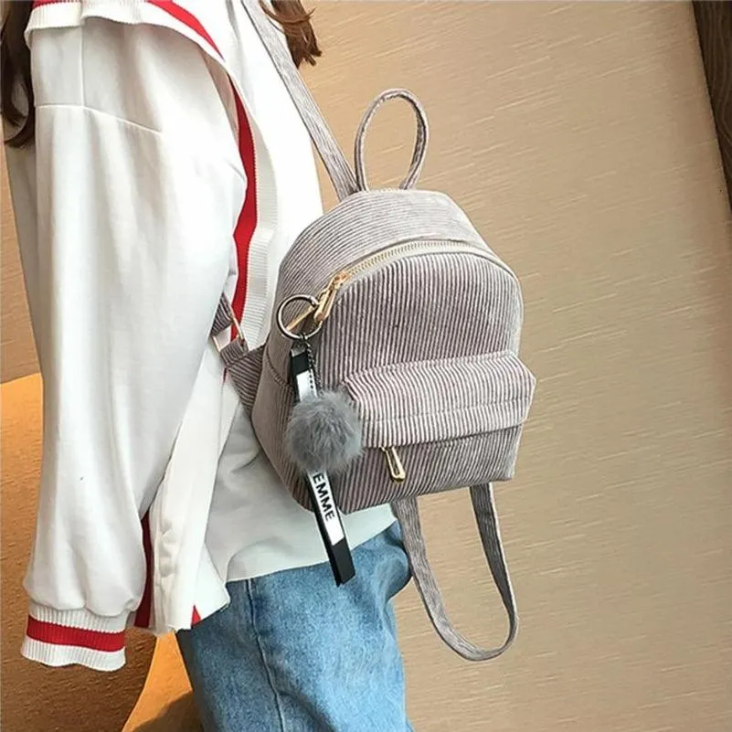Corduroy Mini Backpack Purse