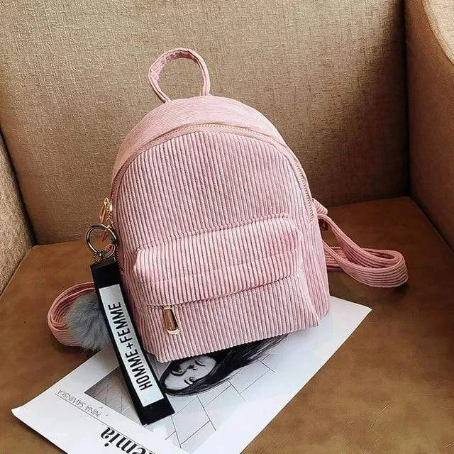 Corduroy Mini Backpack Purse