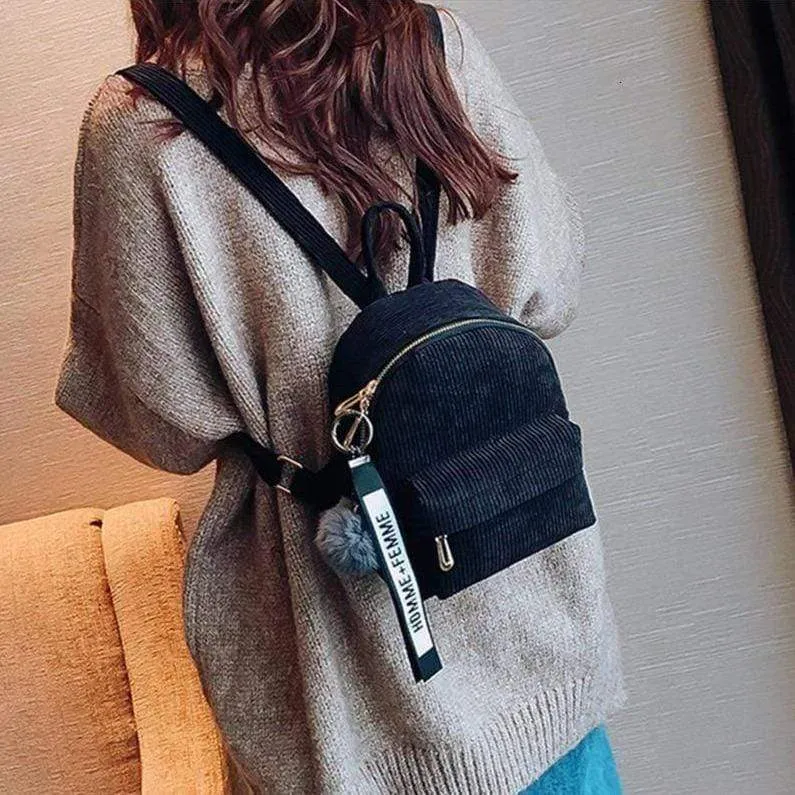 Corduroy Mini Backpack Purse