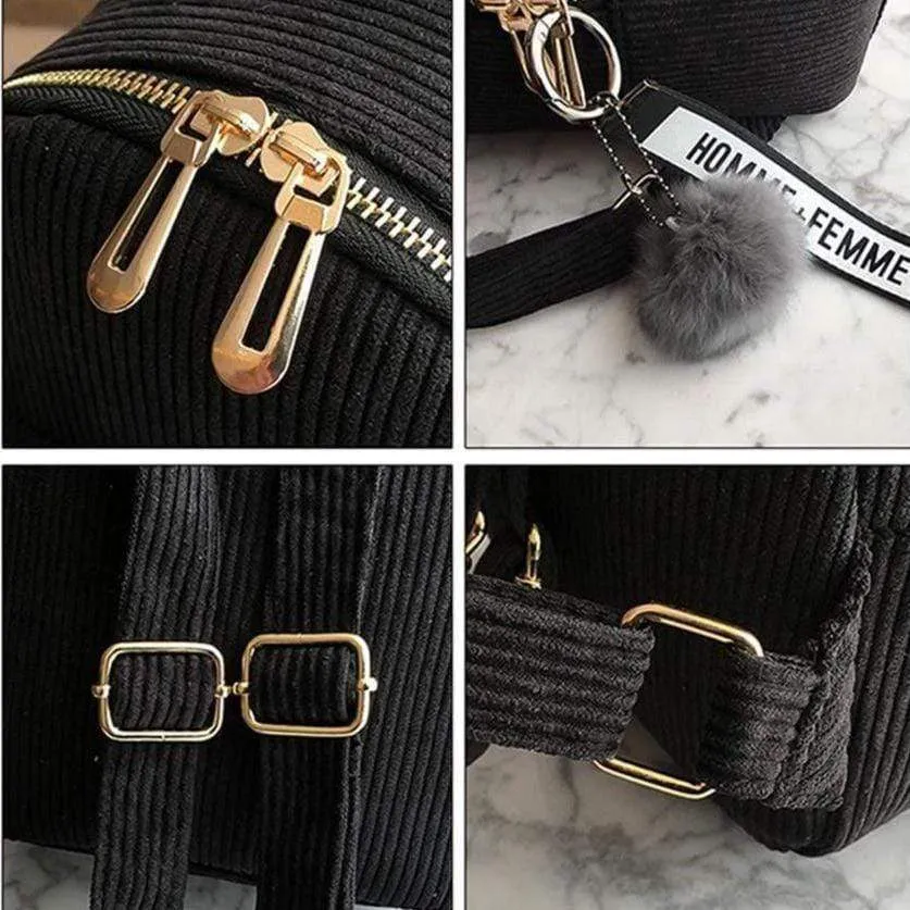 Corduroy Mini Backpack Purse