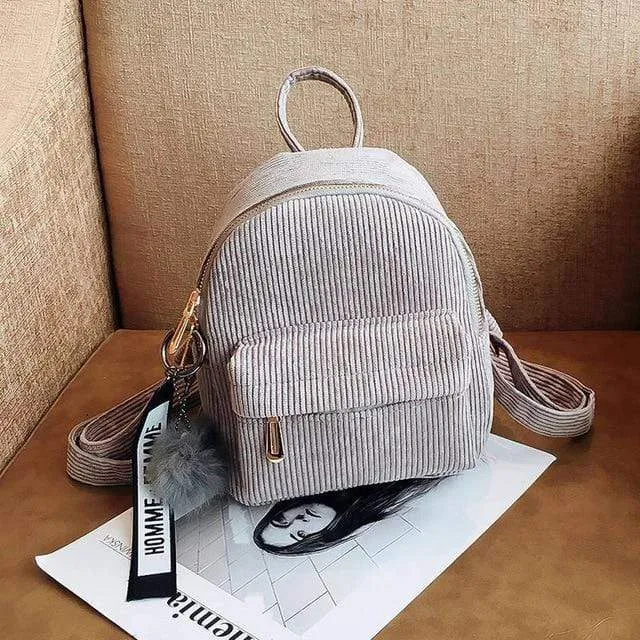 Corduroy Mini Backpack Purse