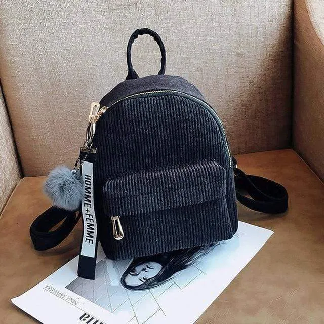 Corduroy Mini Backpack Purse