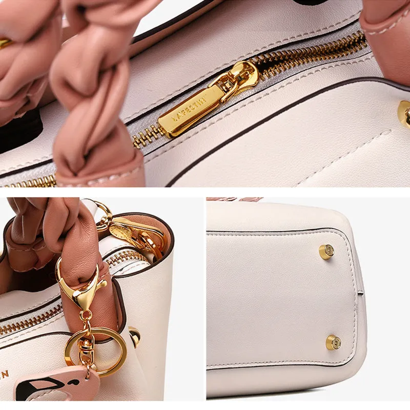 Cute Bucket Bag Womens Leather Handbags Tote Bag Crossbody Bags