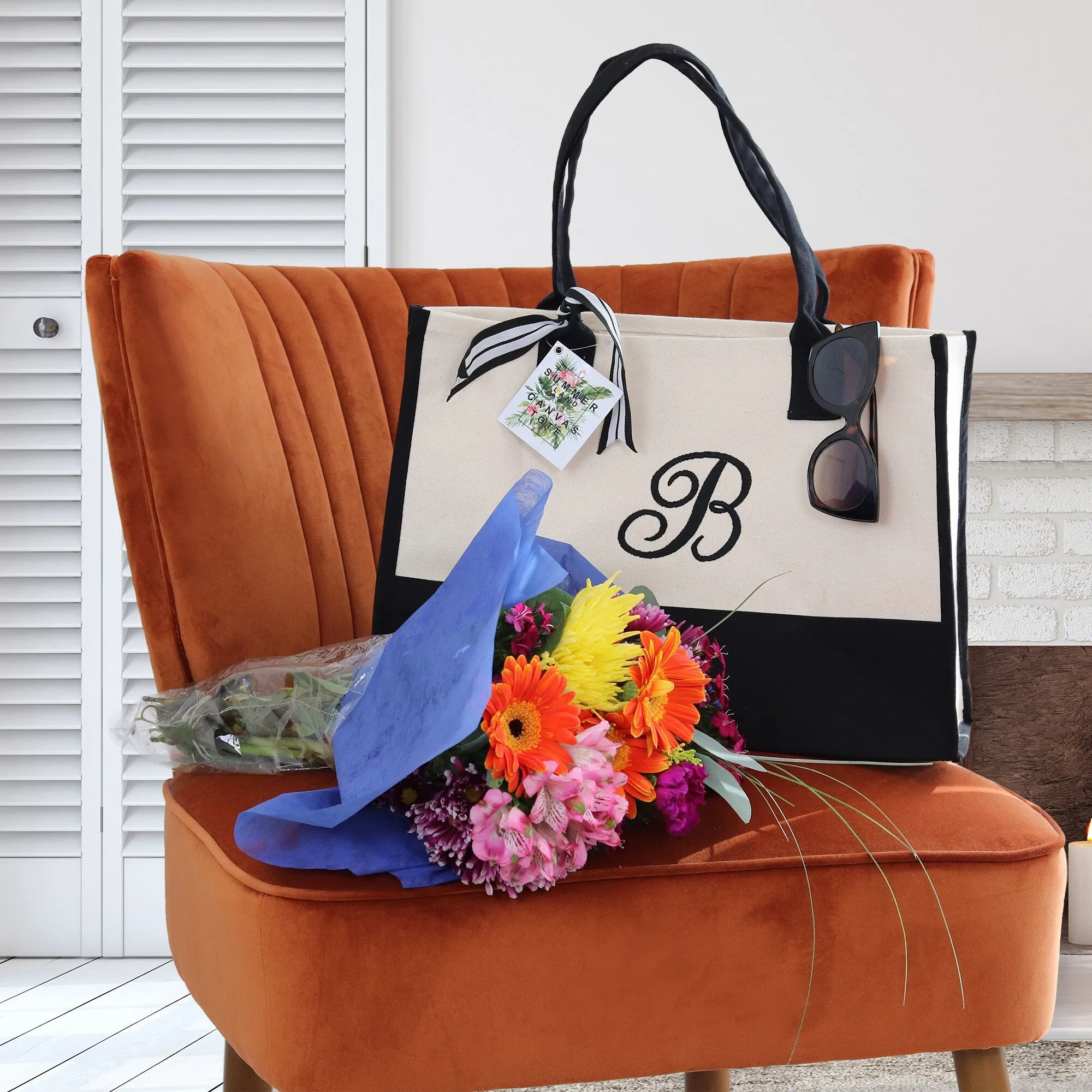 Cute tote bag Monogram Tote Bag with Initial 100% Cotton Canvas and a Chic Personalized Monogram, Beach Bag, Bridesmaid Bag Black