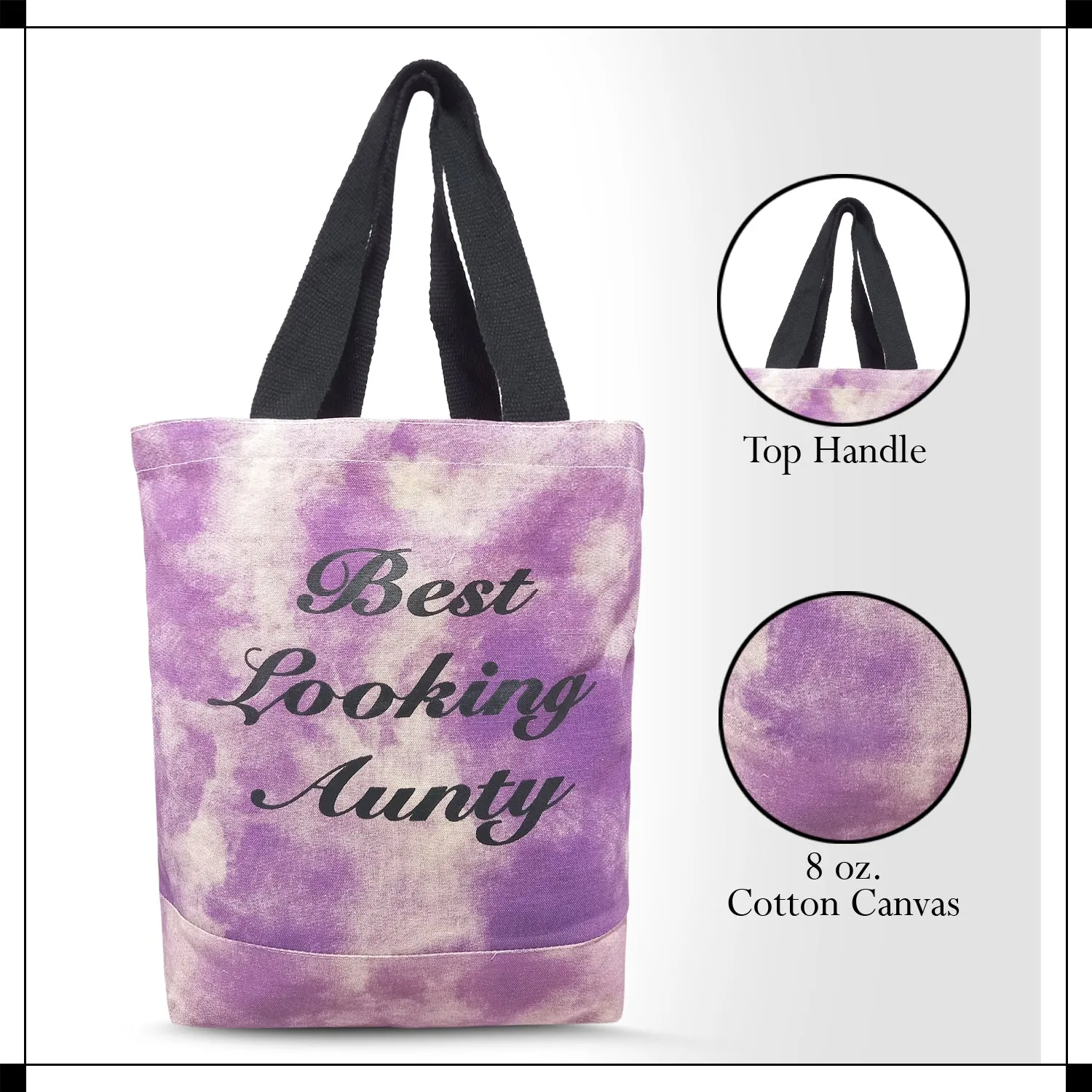 Deeya Cotton Canvas Medium Size Eco Friendly Women's Shopping & Beach Bag Best Looking Aunty (Purple, Set of 1)