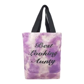 Deeya Cotton Canvas Medium Size Eco Friendly Women's Shopping & Beach Bag Best Looking Aunty (Purple, Set of 1)