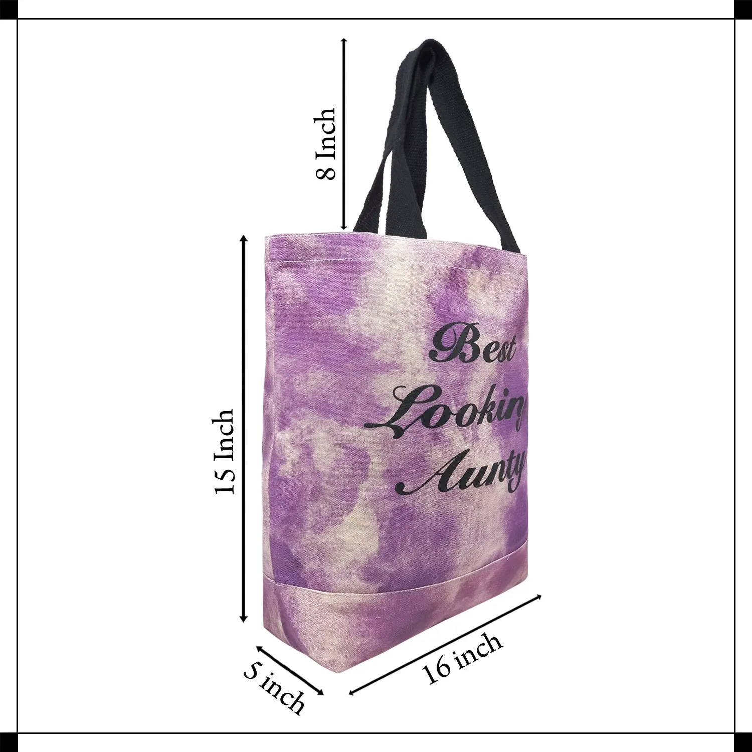 Deeya Cotton Canvas Medium Size Eco Friendly Women's Shopping & Beach Bag Best Looking Aunty (Purple, Set of 1)